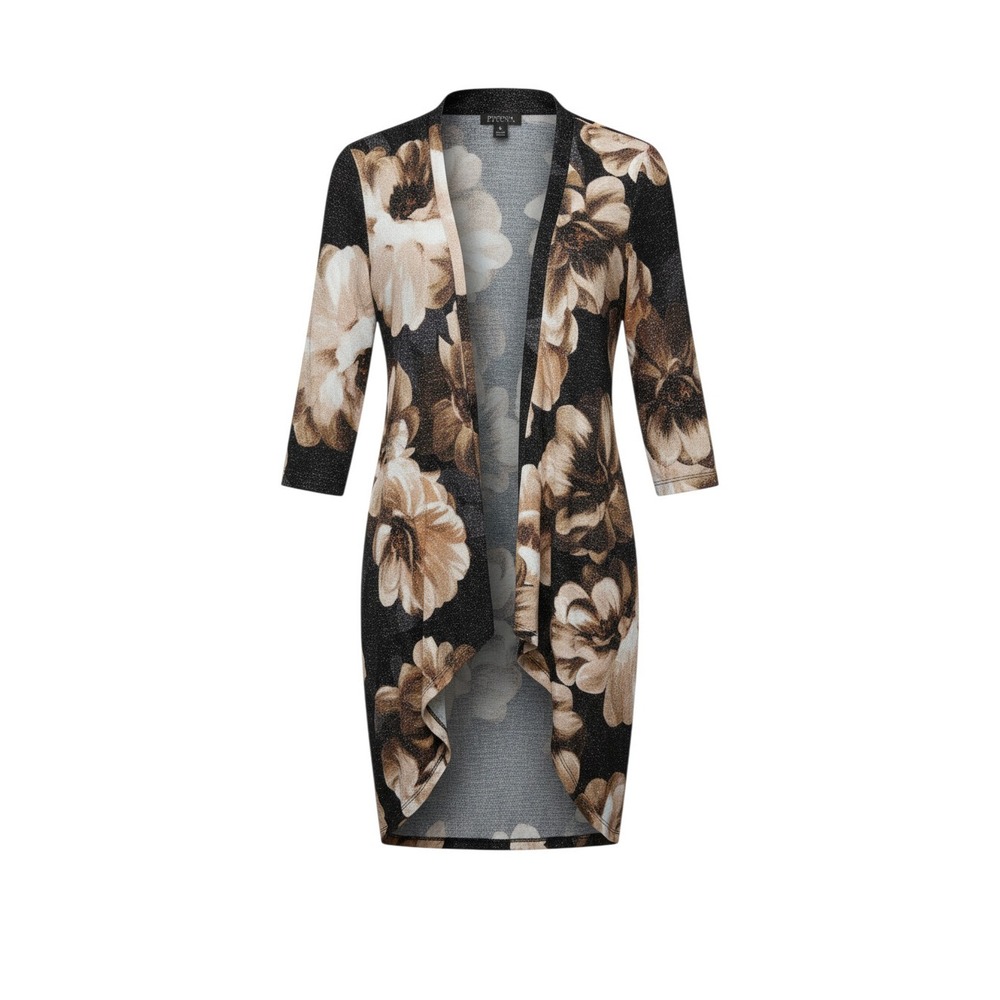 En Focus Studio Dress Cardigan Set Women 8P Black Floral Metallic 513978
